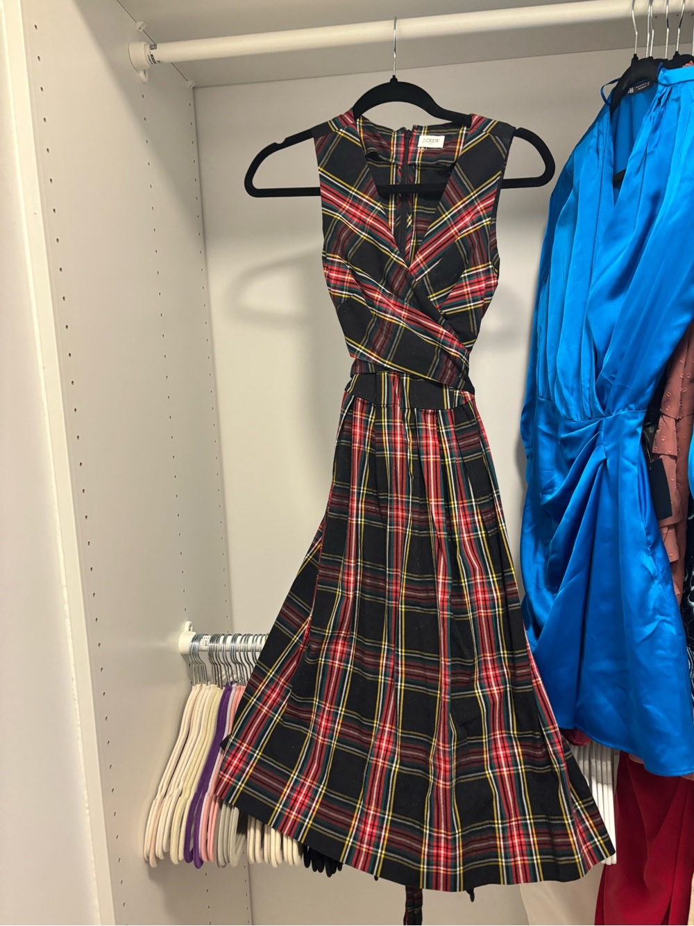 J. Crew Black and Red Plaid Midi Dress